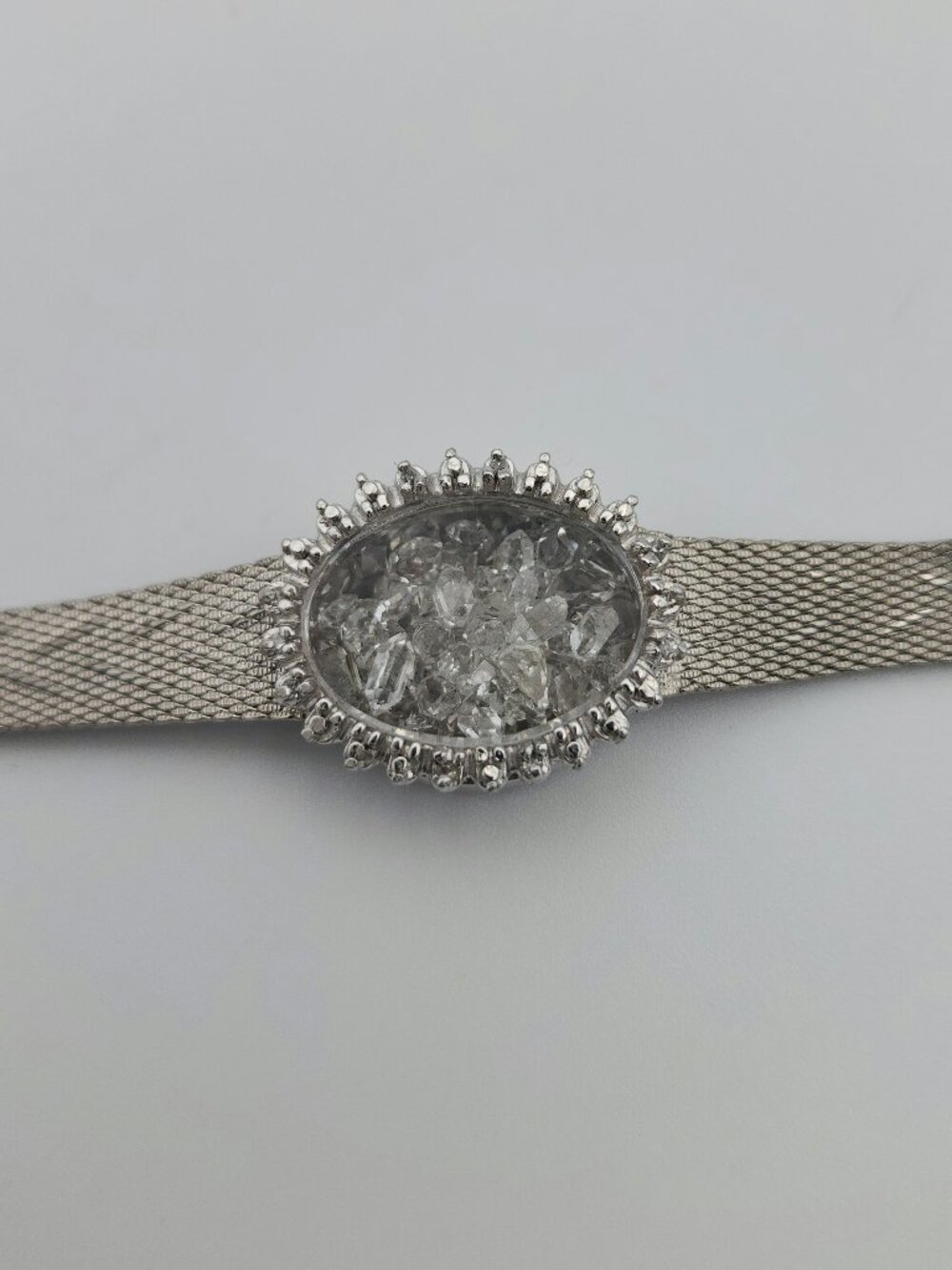 Upcycled Pakkimer Diamond Shaker Watch Bracelet  Floating Crystal Cocktail Watch